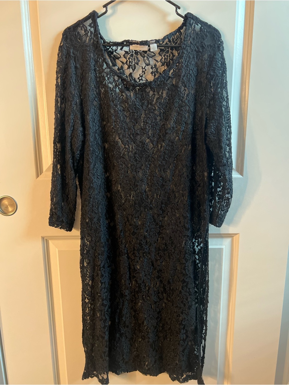 New York & Company Black Lace Long Sleeve Dress